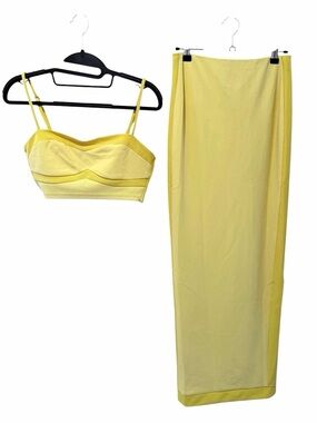 NWT billy j Halle Yellow Two Piece Set Size 8 – Crop Top & Midi Skirt